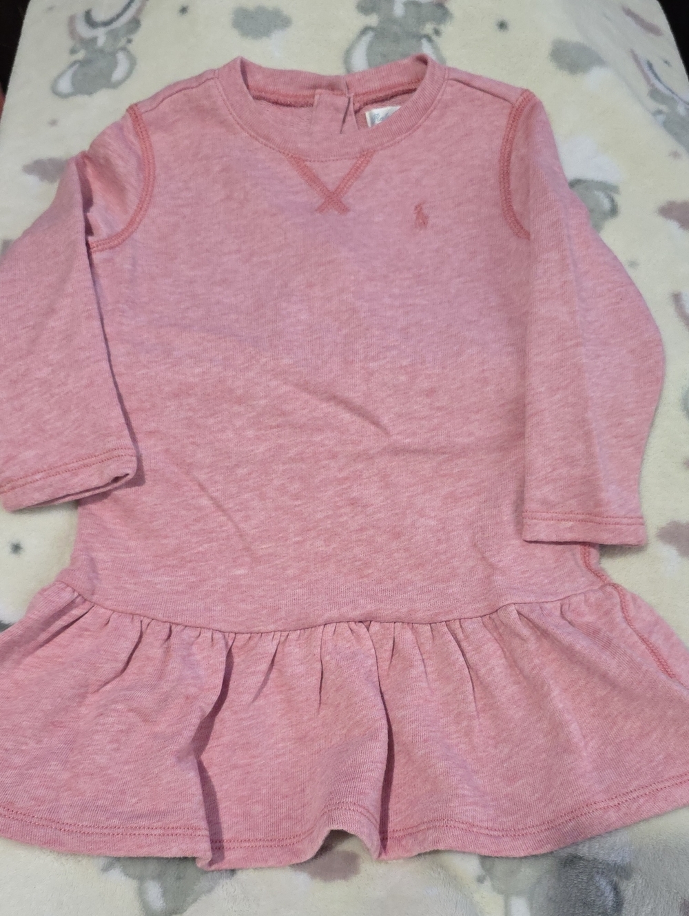 Ralph Lauren Heather Pink Long-Sleeve Ruffle-Hem Dress